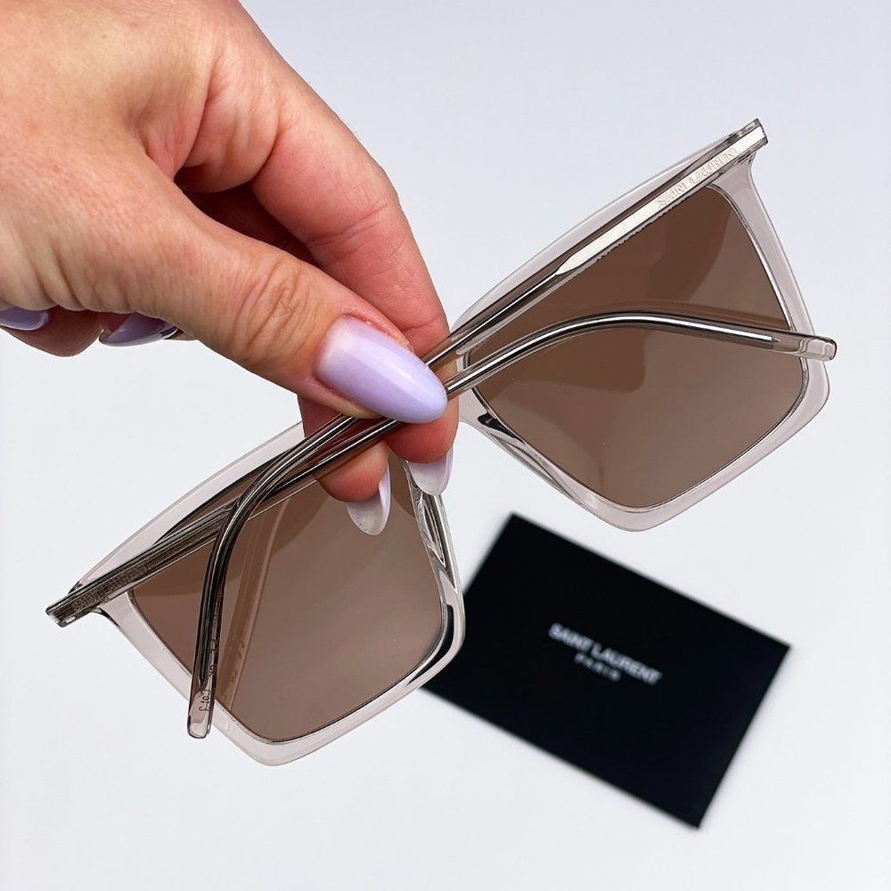 Saint Laurent SL474 003 Sunglasses Nude Brown Square Unisex - Picture 7 of 12